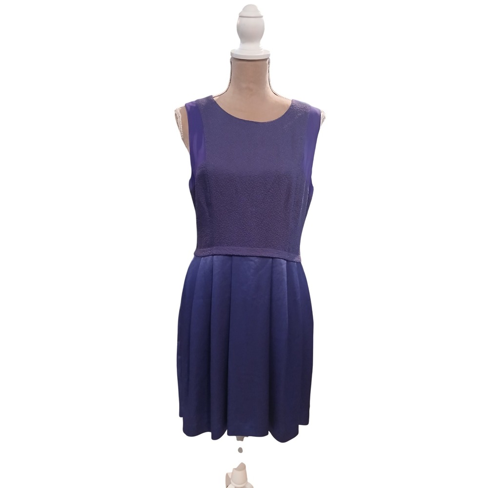 REISS Gigi Sleeveless Dress Purple Satin Silky Pleated Skirt US 8 NEW Elegant